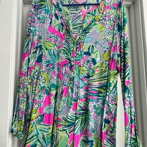 Lilly Pulitzer Pink and Green Floral Top